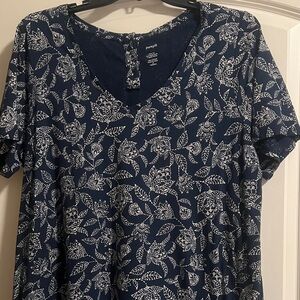 J. Jill Navy and White Floral Dress 
100% Cotton very comfortable
side pockets
